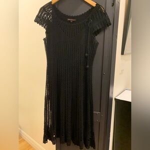 BETSEY JOHNSON- Black thick knit dress (new) Size Large- fits snug. Unique!